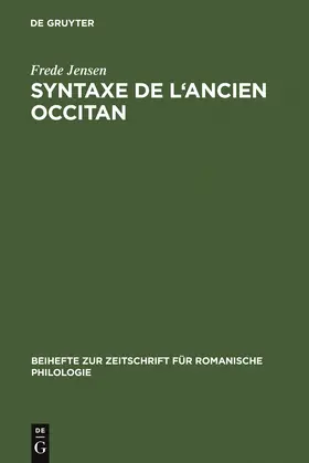 Jensen |  Syntaxe de l'ancien occitan | Buch |  Sack Fachmedien