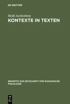 Aschenberg | Kontexte in Texten | Buch | 978-3-484-52295-4 | sack.de
