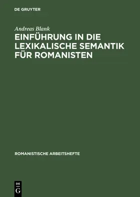 Blank |  Einführung in die lexikalische Semantik für Romanisten | Buch |  Sack Fachmedien