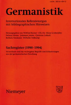 Barner / Fix / Grubmüller |  Germanistik, Sachregister (1990-1994) | Buch |  Sack Fachmedien