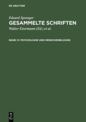 Spranger / Bähr / Eisermann | Psychologie und Menschenbildung | Buch | 978-3-484-70106-9 | sack.de