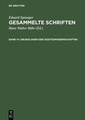 Spranger / Bähr |  Grundlagen der Geisteswissenschaften | Buch |  Sack Fachmedien