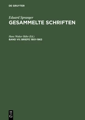 Bähr |  Briefe 1901-1963 | Buch |  Sack Fachmedien