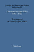 Winkler |  Die deutsche Staatskrise 1930 - 1933 | Buch |  Sack Fachmedien