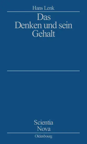Lenk |  Das Denken und sein Gehalt | Buch |  Sack Fachmedien