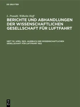  Jahrbuch der Wissenschaftlichen Gesellschaft für Luftfahrt 1922 | eBook | Sack Fachmedien