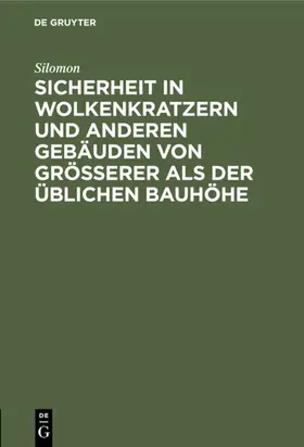 Silomon | Sicherheit in Wolkenkratzern und anderen Gebäuden von größerer als der üblichen Bauhöhe | E-Book | www.sack.de