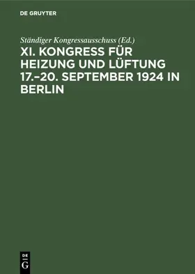  17.-20. September 1924 in Berlin | Buch |  Sack Fachmedien