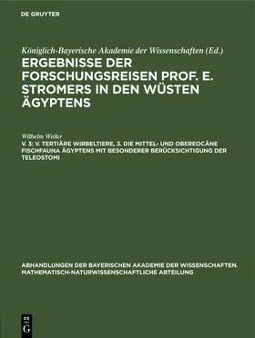 Weiler |  V. Tertiäre Wirbeltiere, 3. Die mittel- und obereocäne Fischfauna Ägyptens mit besonderer Berücksichtigung der Teleostomi | Buch |  Sack Fachmedien