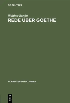 Brecht |  Rede über Goethe | Buch |  Sack Fachmedien