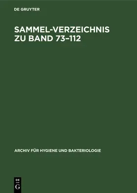 Lange |  Sammel-Verzeichnis zu Band 73-112 | Buch |  Sack Fachmedien
