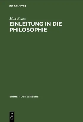 Bense |  Einleitung in die Philosophie | Buch |  Sack Fachmedien