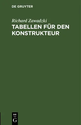 Zawadzki |  Tabellen für den Konstrukteur | Buch |  Sack Fachmedien