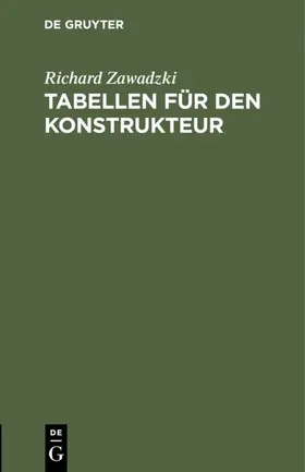 Zawadzki | Tabellen für den Konstrukteur | E-Book | www.sack.de