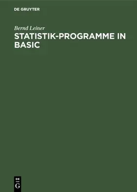 Leiner |  Statistik-Programme in BASIC | eBook | Sack Fachmedien