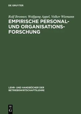 Bronner / Appel / Wiemann | Empirische Personal- und Organisationsforschung | E-Book | sack.de