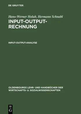 Holub / Schnabl |  Input-Output-Analyse | eBook | Sack Fachmedien