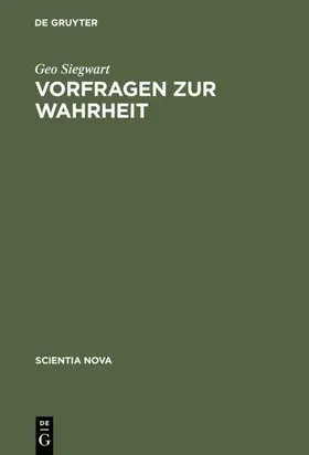 Siegwart |  Vorfragen zur Wahrheit | eBook | Sack Fachmedien