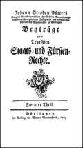 Pütter |  Beyträge zum Teutschen Staats- und Fürstenrechte. | Buch |  Sack Fachmedien