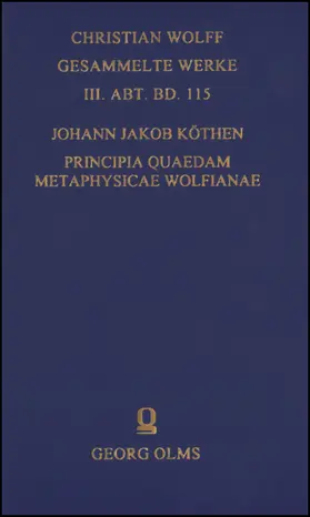 Köthen |  Principia quaedam metaphysicae Wolfianae | Buch |  Sack Fachmedien