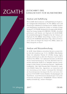 Jeßulat / Scheideler / Sprau |  ZGMTH - Zeitschrift der Gesellschaft für Musiktheorie, 14. Jahrgang 2017 | Buch |  Sack Fachmedien