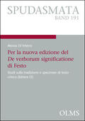 Di Marco |  Per la nuova edizione del De verborum significatione di Festo | Buch |  Sack Fachmedien