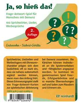 Gutensohn / Siebert-Görlitz | Ja, so hieß das! | Sonstiges | 978-3-497-02669-2 | www.sack.de