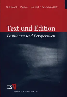 Nutt-Kofoth / Plachta / Vlieth |  Text und Edition | Buch |  Sack Fachmedien
