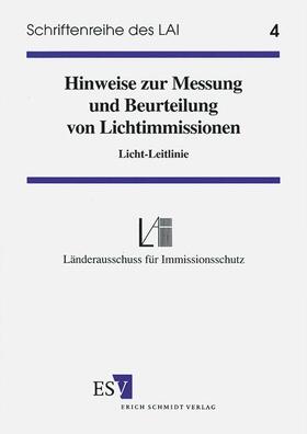 Länderausschuss für Immissionsschutz | Hinweise zur Messung, Beurteilung von Lichtimmissionen | Buch | 978-3-503-05986-7 | sack.de
