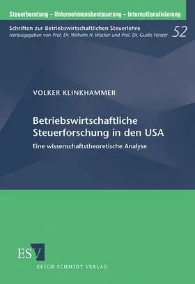 Klinkhammer |  Betriebswirtschaftliche Steuerforschung in den USA | Buch |  Sack Fachmedien