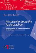 Schmid |  Historische deutsche Fachsprachen | Buch |  Sack Fachmedien