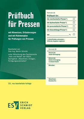 Schulte | Prüfbuch für Pressen | Buch | 978-3-503-17038-8 | sack.de