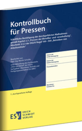 Schulte | Kontrollbuch für Pressen | Buch | 978-3-503-18749-2 | sack.de