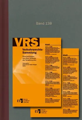 Weigelt |  Verkehrsrechts-Sammlung (VRS) Band 138 | Buch |  Sack Fachmedien