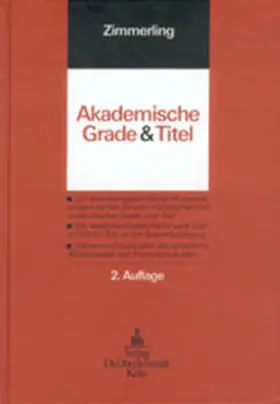 Zimmerling |  Akademische Grade und Titel | Buch |  Sack Fachmedien