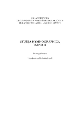 Rothe / Schnell |  Studia Hymnographica II | Buch |  Sack Fachmedien