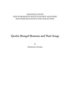 Chiodo | Qorcin Mongol Shamans and Their Songs | Buch | 978-3-506-76052-4 | sack.de