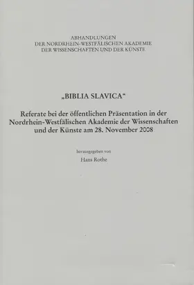 Rothe |  "Biblia Slavica" | Buch |  Sack Fachmedien