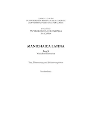 Stein |  Manichaica Latina | Buch |  Sack Fachmedien