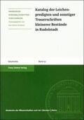  Katalog der Leichenpredigten und sonstiger Trauerschriften kleinerer Bestände in Rudolstadt | Buch |  Sack Fachmedien