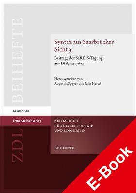 Speyer / Hertel | Syntax aus Saarbrücker Sicht 3 | E-Book | sack.de