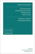 Vielberg |  Rufinus von Aquileia: Übersetzung der Pseudoklementinischen Rekognitionen, Buch 1 und 2 | Buch |  Sack Fachmedien