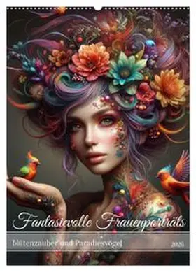 CALVENDO / Verena Scholze |  Fantasievolle Frauenporträts - Blütenzauber und Paradiesvögel (Wandkalender 2026 DIN A2 hoch), CALVENDO Monatskalender | Sonstiges |  Sack Fachmedien