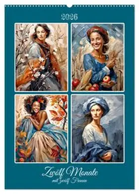 CALVENDO / Braun |  Zwölf Monate mit zwölf Frauen (Wandkalender 2026 DIN A2 hoch), CALVENDO Monatskalender | Sonstiges |  Sack Fachmedien