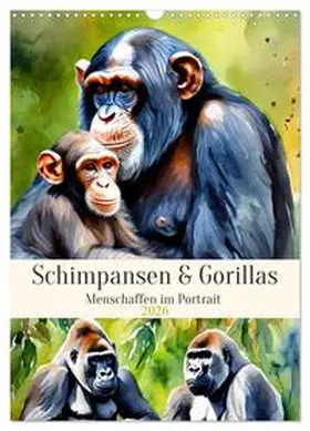 CALVENDO / Kleemann |  Schimpansen & Gorillas (Wandkalender 2026 DIN A3 hoch), CALVENDO Monatskalender | Sonstiges |  Sack Fachmedien