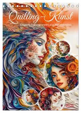 CALVENDO / Frost |  Quilling-Kunst - Elegante Frauenporträts aus Papierstreifen (Tischkalender 2026 DIN A5 hoch), CALVENDO Monatskalender | Sonstiges |  Sack Fachmedien