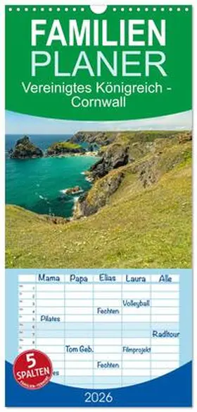 Schickert / CALVENDO |  Familienplaner 2026 - Vereinigtes Königreich - Cornwall mit 5 Spalten (Wandkalender, 21 x 45 cm) CALVENDO | Sonstiges |  Sack Fachmedien