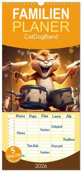 Löwer / CALVENDO |  Familienplaner 2026 - CatDogBand mit 5 Spalten (Wandkalender, 21 x 45 cm) CALVENDO | Sonstiges |  Sack Fachmedien