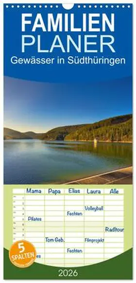 Irmer / CALVENDO |  Familienplaner 2026 - Gewässer in Südthüringen mit 5 Spalten (Wandkalender, 21 x 45 cm) CALVENDO | Sonstiges |  Sack Fachmedien