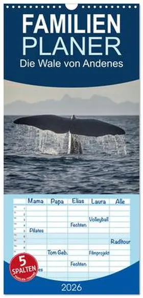 Leimer / CALVENDO |  Familienplaner 2026 - Die Wale von Andenes mit 5 Spalten (Wandkalender, 21 x 45 cm) CALVENDO | Sonstiges |  Sack Fachmedien